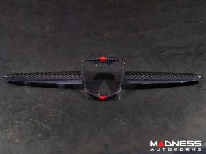 FIAT 500 ABARTH Front Emblem - Carbon Fiber - Red Racing Stripe w/ White Scorpion